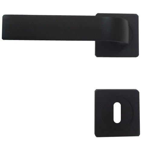 Zwarte deurklink H012 19 mm met deurplaatjes