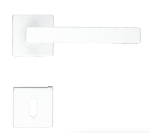 Witte deurklink Kubic Shape 16 mm met sleutelplaatjes