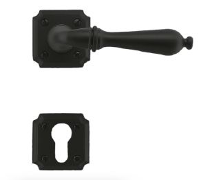 Zwarte deurklink Lisa 20 mm met cilinderplaatjes