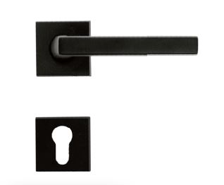 Zwarte deurklink Luïs 16 mm met cilinderplaatjes