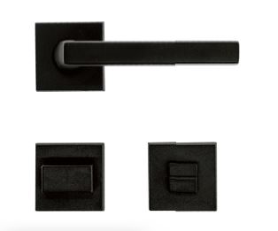 Zwarte deurklink Luïs 16 mm met WC garnituur