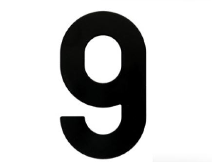 Huisnummer 9 – Plat zwart