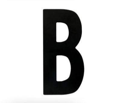 Huisletter B – Plat zwart