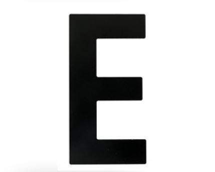 Huisletter E – Plat zwart