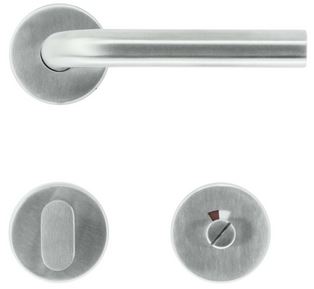 Inox deurklink Zero L Shape 19mm met WC garnituur