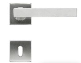 Inox deurklink Kubic Shape 19mm met sleutelplaatjes