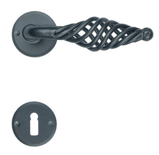 Zwarte deurklink Spiralus 29 mm met sleutelplaatjes
