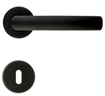 Zwarte deurklink Oval 21 mm met sleutelplaatjes